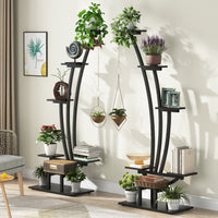 Support à plantes d'intérieur, étagère à fleurs 6 niveaux pour jardin domestique - lot de 2