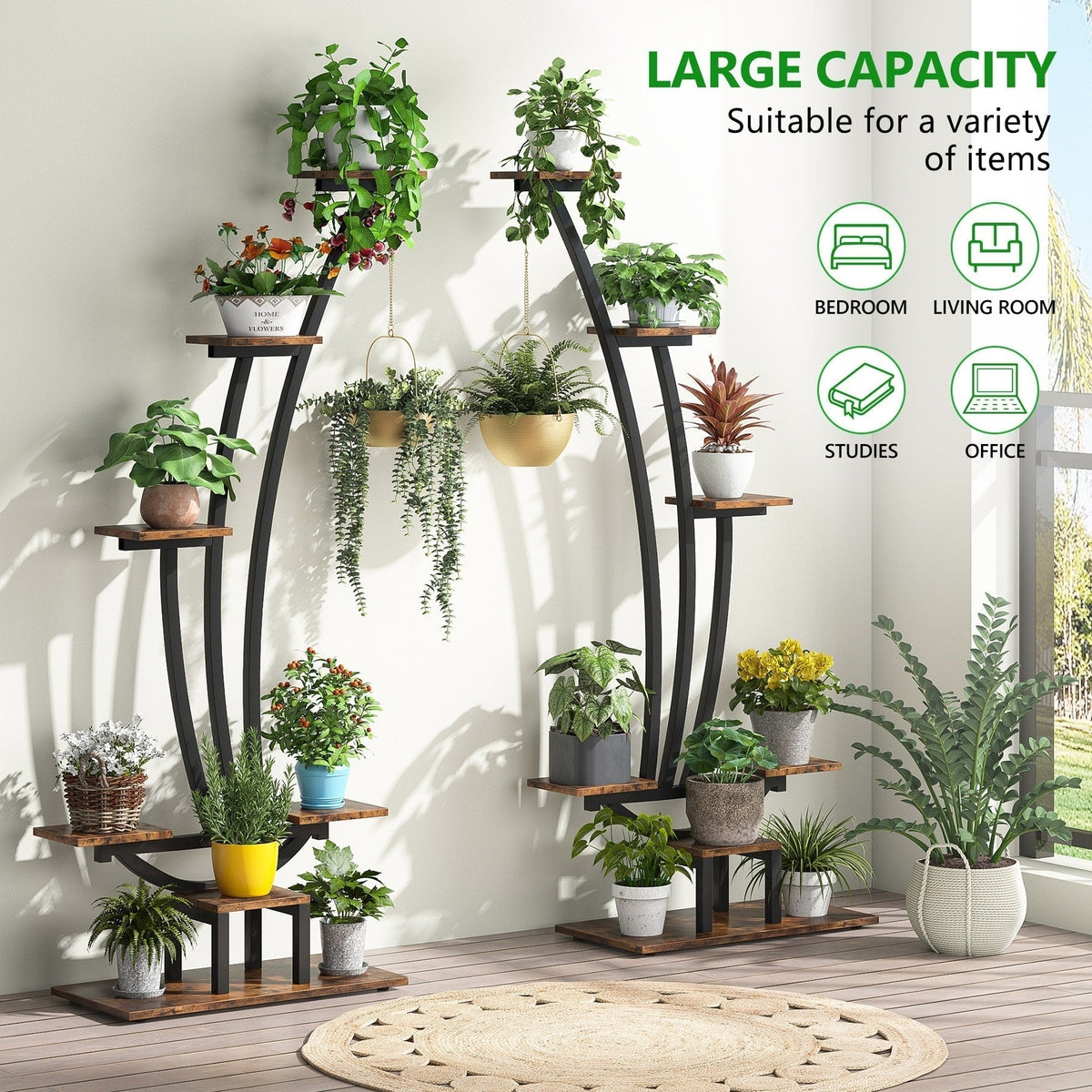 Support à plantes d'intérieur, étagère à fleurs 6 niveaux pour jardin domestique - lot de 2