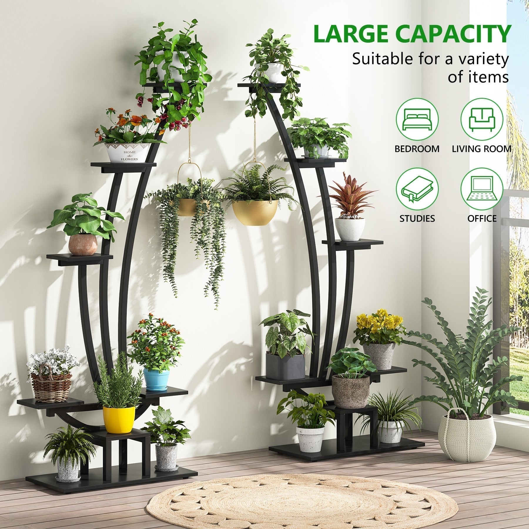 Support à plantes d'intérieur, étagère à fleurs 6 niveaux pour jardin domestique - lot de 2