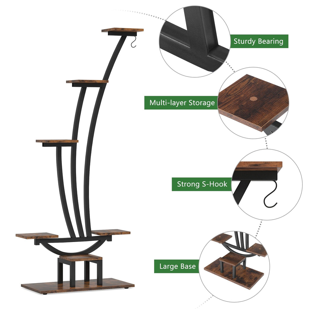Support à plantes d'intérieur, étagère à fleurs 6 niveaux pour jardin domestique - lot de 2
