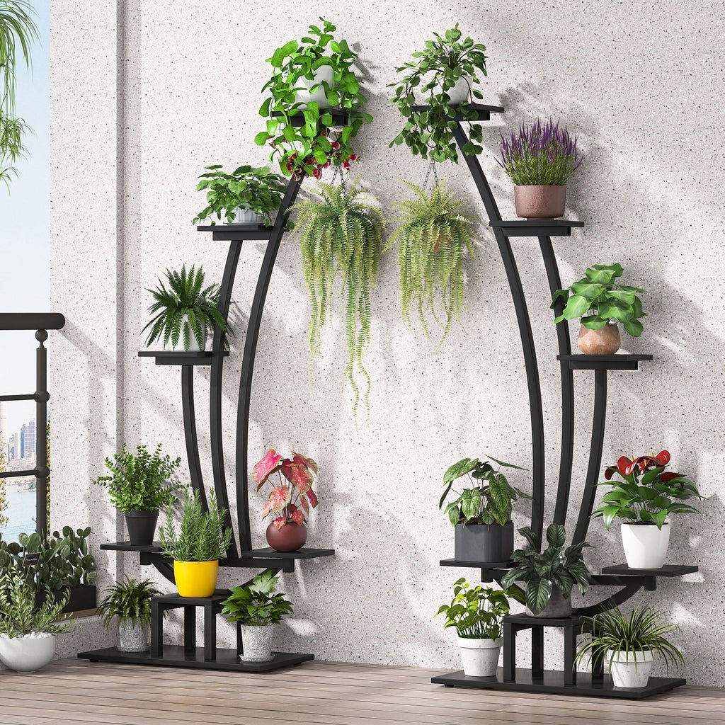 Support à plantes d'intérieur, étagère à fleurs 6 niveaux pour jardin domestique - lot de 2