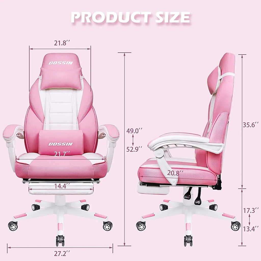 BOSSIN Chaise de gaming style racing, chaise de gamer grande et haute 300 lb à dossier haut chaise informatique