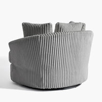 Lot de 2 fauteuils pivotants ronds surdimensionnés en velours côtelé moelleux de 43 po de large avec oreillers
