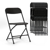 Chaise pliante en plastique, lot de 10, capacité de 158 kg pour événements, bureau, mariage, fête, pique-nique, cuisine, salle à manger
