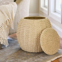 Table d'appoint avec panier de rangement en osier tressé à la main Household Essentials - 17,0 L x 17,0 l x 19,0 H