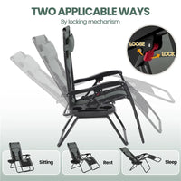 Yaheetech Lot de 2 chaises zéro gravité d'extérieur rembourrées 26in, chaise longue de patio de camping avec accoudoirs et oreiller