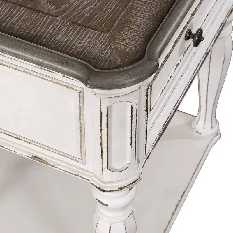 Table de chevet Magnolia Manor à pieds blanc antique
