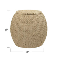 Table d'appoint avec panier de rangement en osier tressé à la main Household Essentials - 17,0 L x 17,0 l x 19,0 H