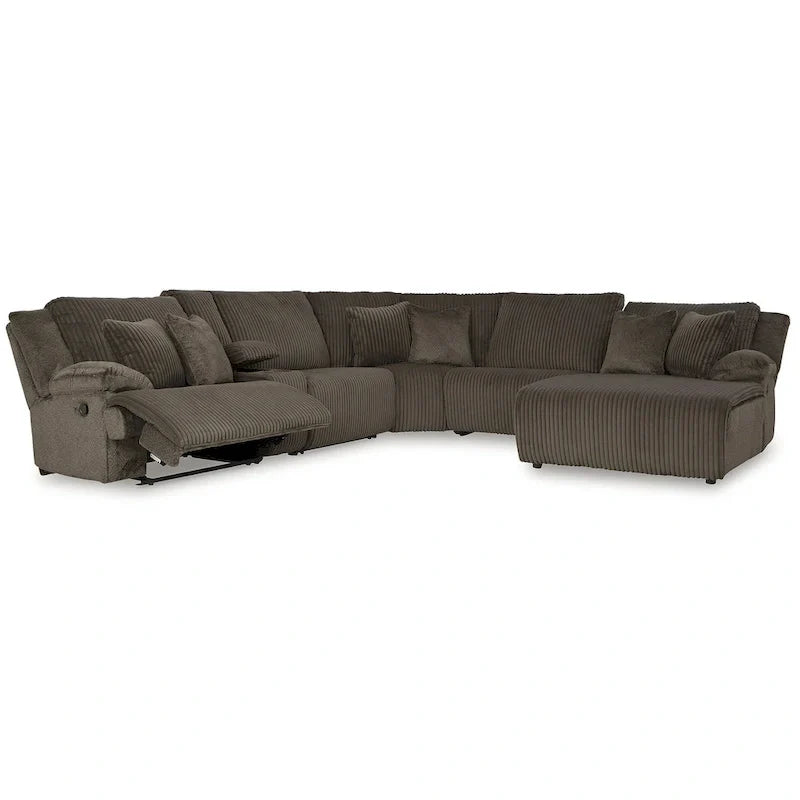 Signature Design by Ashley Canapé d'angle inclinable 6 places avec chaise longue Top Tier marron - 147 L x 134 P x 41 H