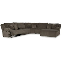 Signature Design by Ashley Canapé d'angle inclinable 6 places avec chaise longue Top Tier marron - 147 L x 134 P x 41 H
