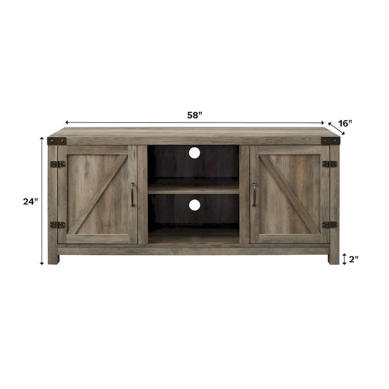Meuble TV avec porte de grange Middlebrook Firebranch 58 pouces