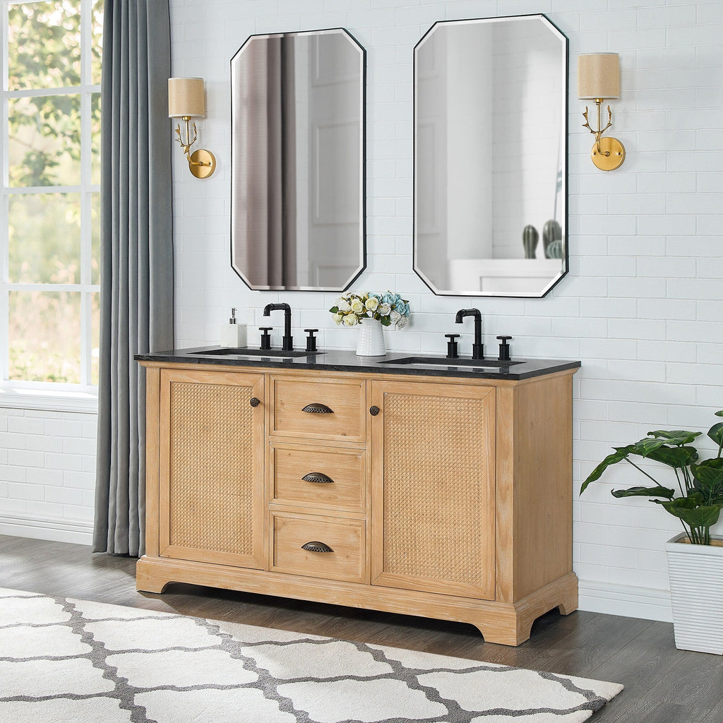 Hervas Meuble-lavabo avec dessus en marbre naturel sans miroir
