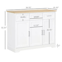 Meuble de Rangement Buffet de Cuisine Blanc avec 3 Tiroirs et Étagère Réglable