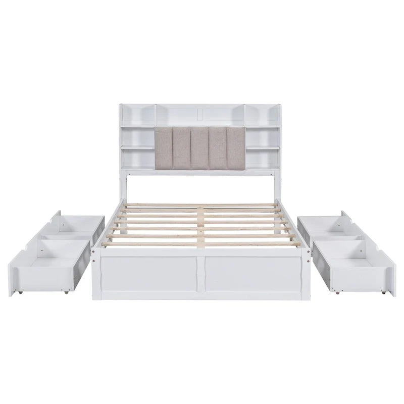Cadre de lit avec 4 tiroirs de rangement portables sous le lit