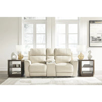 Causeuse inclinable électrique beige Ashley Dahlmoore Signature Design avec console – 76 L x 42 P x 40 H