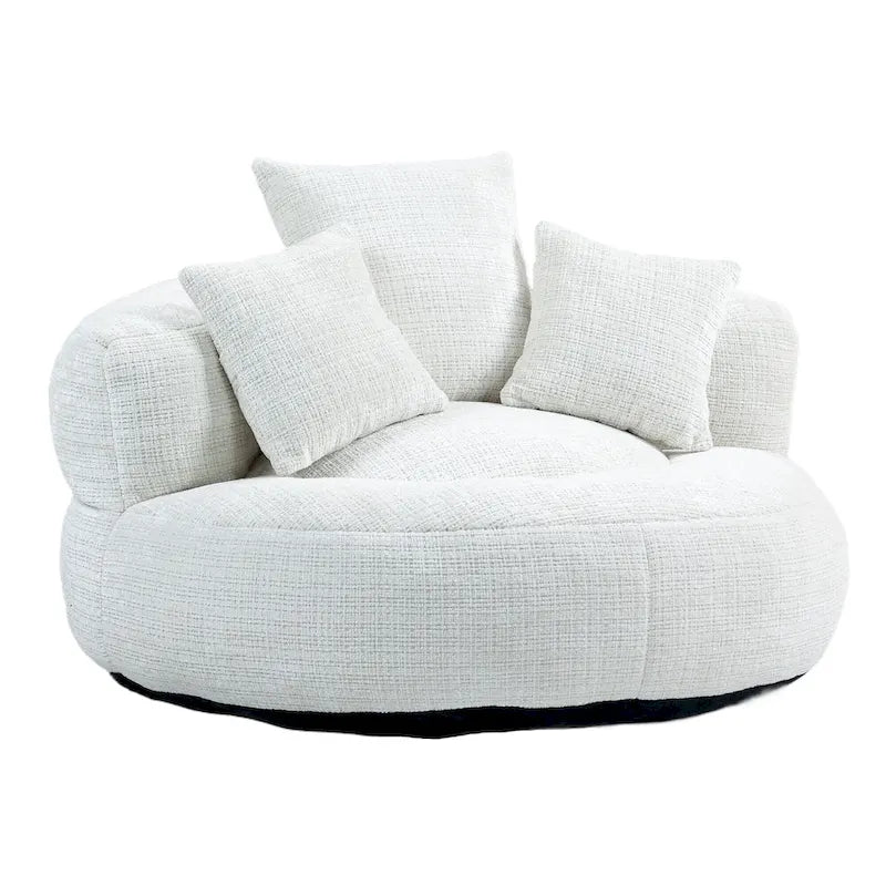 Canapé paresseux à dossier haut en chenille avec 3 coussins et pouf surdimensionné