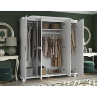 Palace Imports Armoire-penderie Kyle 4 portes 100% bois massif avec portes en bois massif ou miroir