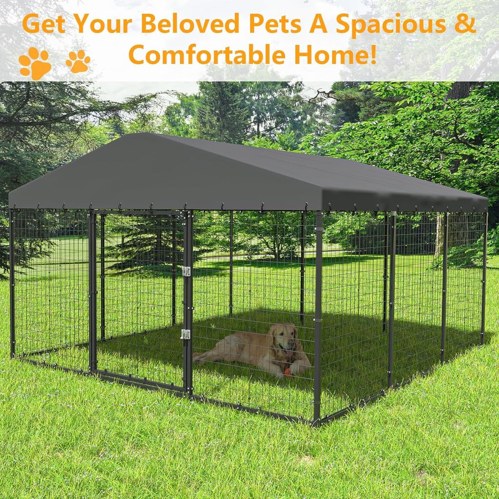 Grand chenil d'extérieur pour chien L 118 x P 118 x H 70, cage robuste pour chien avec toit imperméable