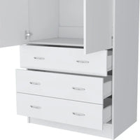 19 Armoire moderne à deux portes avec 3 tiroirs et 1 tringle de penderie pour chambre à coucher