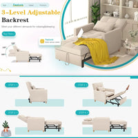 AECOJOY - Fauteuil convertible 3 en 1 avec coussin et dossier inclinable