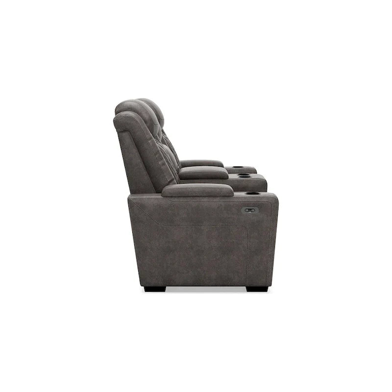 Signature Design by Ashley HyllMont Causeuse inclinable électrique grise avec console - 71.75 L x 39 P x 44 H