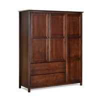 Grain Wood Furniture Armoire Shaker en bois à 3 portes - 60x72x22