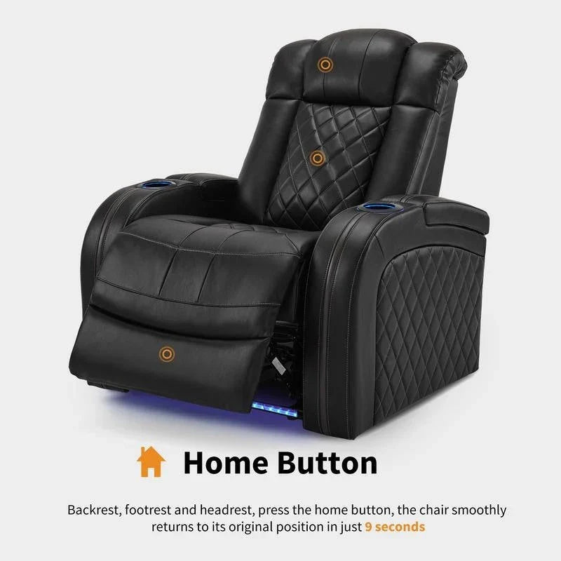 MCombo Fauteuil inclinable électrique avec appui-tête réglable, siège de home cinéma double moteur avec port USB, cuir respirant HTS411