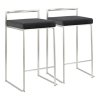 Tabouret de comptoir Silver Orchid Forrest en acier inoxydable empilable et entièrement soudé (lot de 2)
