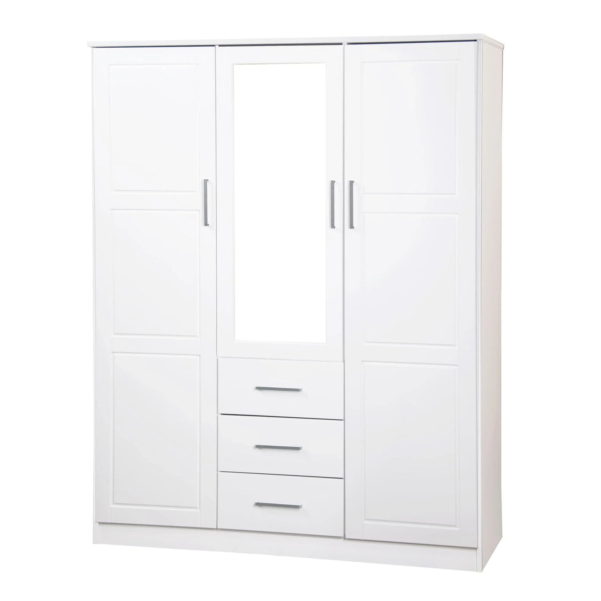 Palace Imports Armoire-penderie Cosmo 3 portes 100% bois massif avec portes en bois massif ou miroir