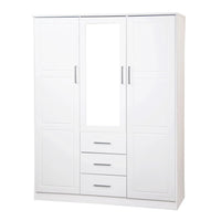 Palace Imports Armoire-penderie Cosmo 3 portes 100% bois massif avec portes en bois massif ou miroir