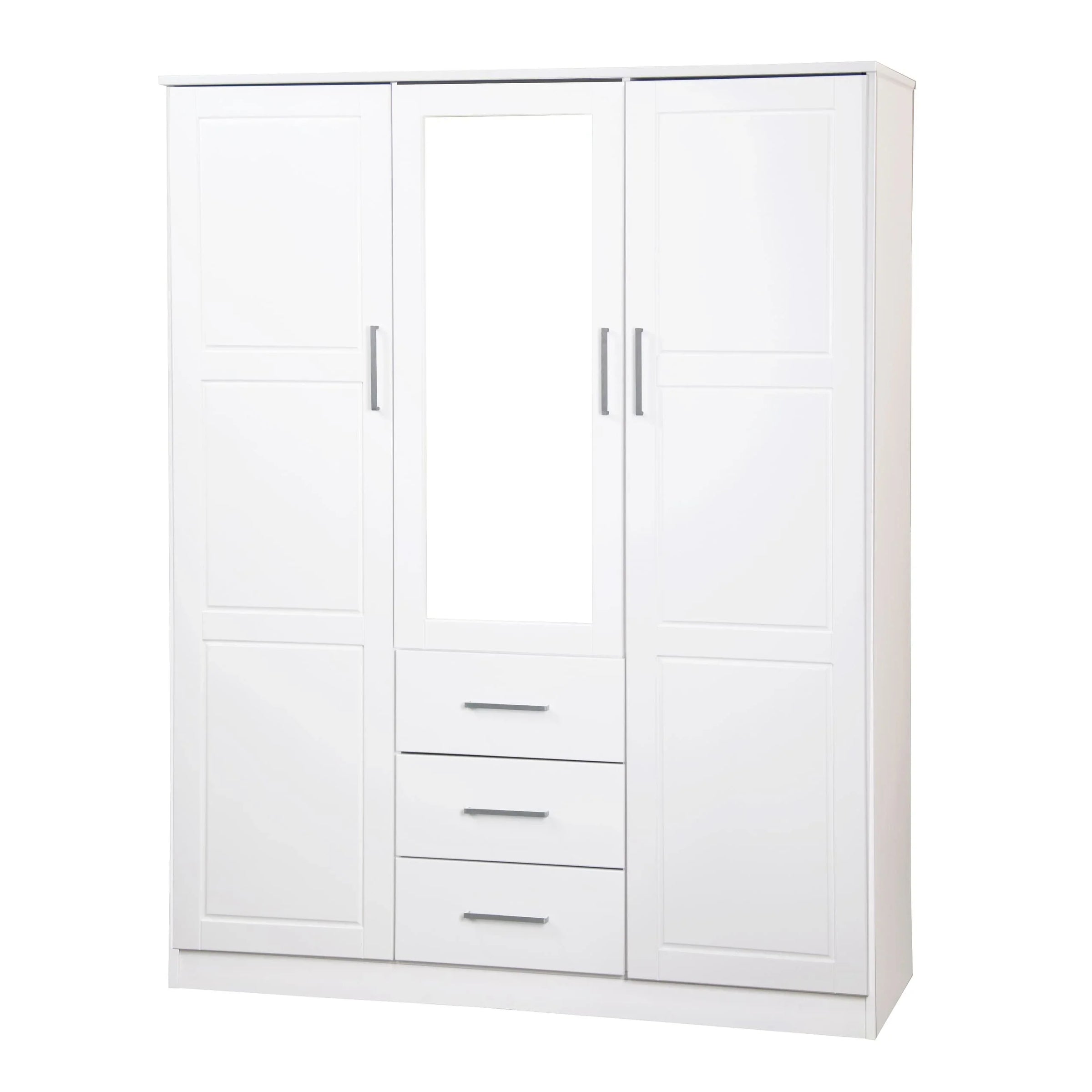 Palace Imports Armoire-penderie Cosmo 3 portes 100% bois massif avec portes en bois massif ou miroir