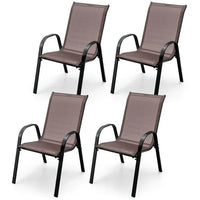 Lot de 4 chaises de salle à manger empilables avec accoudoirs pour patio - 73,7 x 54,6 x 90,2 cm (L x l x H)