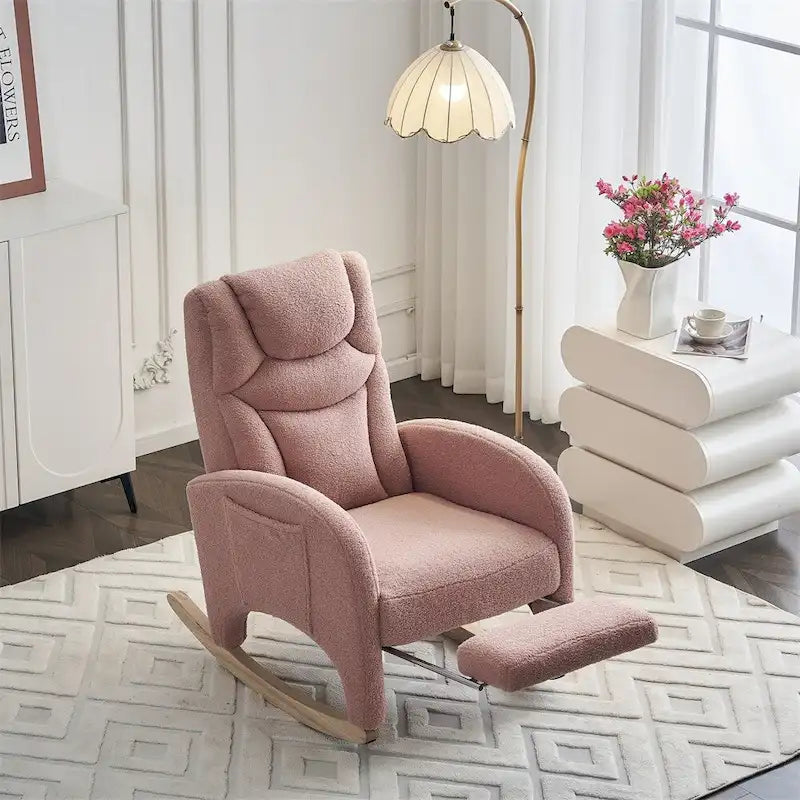 Fauteuil à Bascule d'Allaitement Ergonomique en Tissu avec Repose-Pieds Réglable