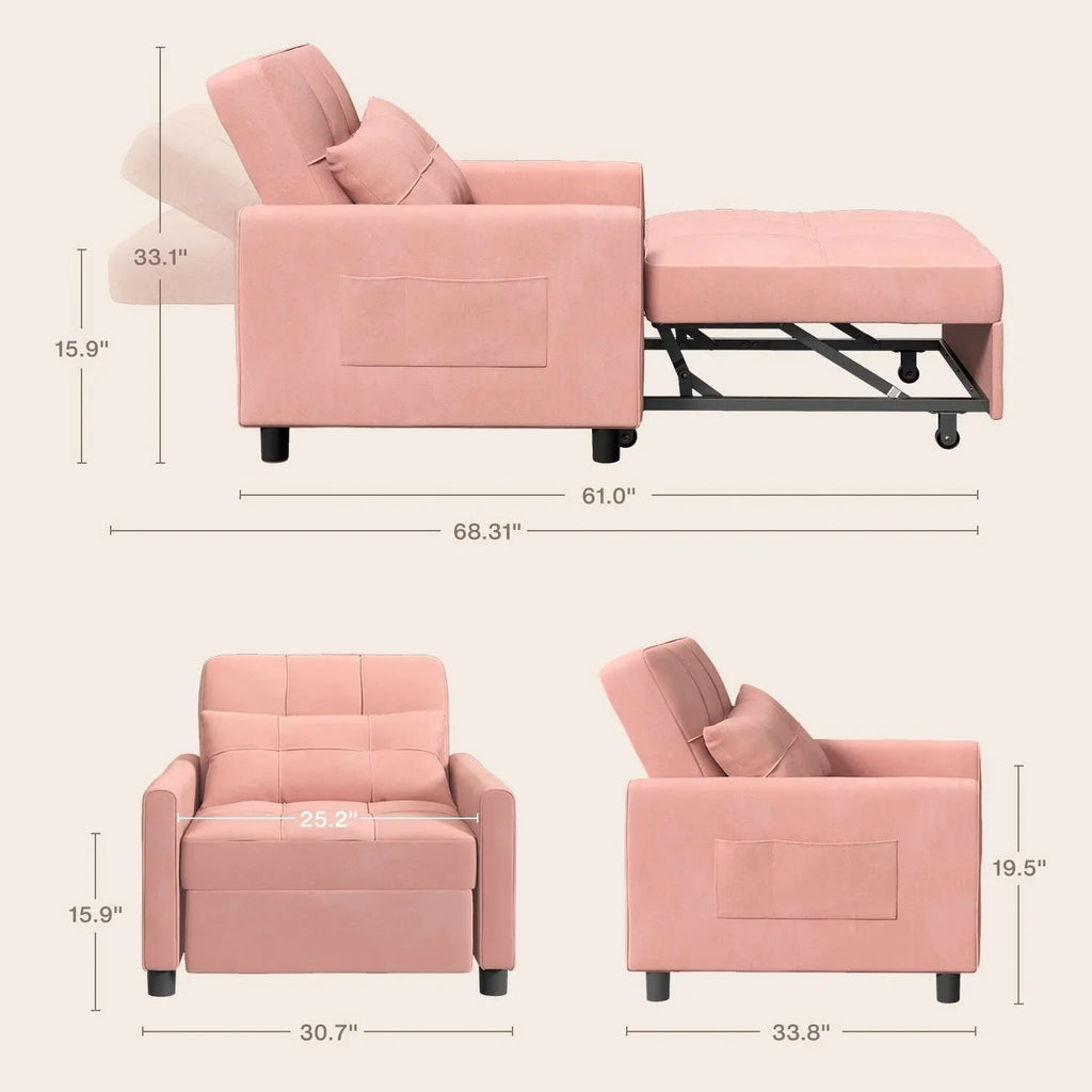 Canapé-lit réglable 3 en 1, fauteuil-canapé escamotable, lit pliant convertible pour salon