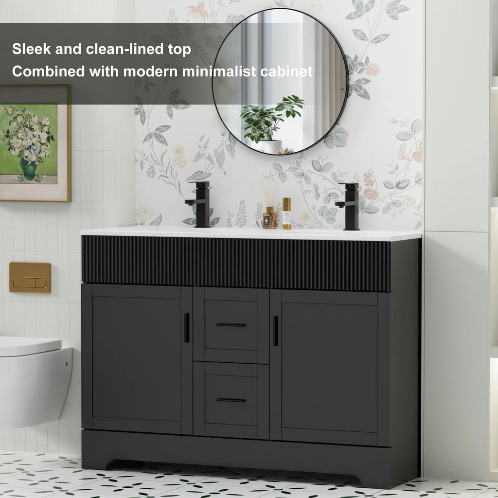 Wavy Line Ensemble meuble-lavabo de salle de bain 30/36/48 avec vasque & robinet