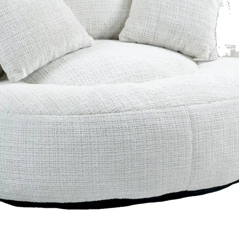 Canapé paresseux à dossier haut en chenille avec 3 coussins et pouf surdimensionné
