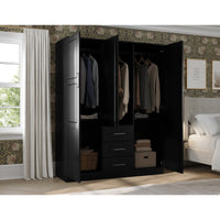 Palace Imports Armoire-penderie Cosmo 3 portes 100% bois massif avec portes en bois massif ou miroir