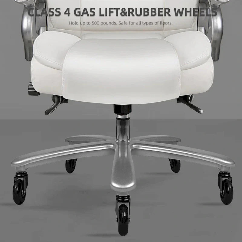 Chaise de bureau de direction Bossin grande taille et forte, 500 lb, avec support lombaire réglable, chaise ergonomique en cuir PU à dossier haut pour ordinateur