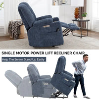 Fauteuil releveur électrique avec massage et chauffage, fauteuils inclinables larges rembourrés Lazy Boy avec USB, ports Type C et 2 porte-gobelets en acier