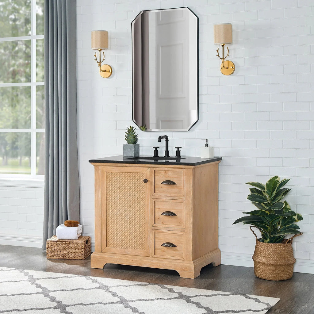 Hervas Meuble-lavabo avec dessus en marbre naturel sans miroir