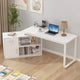Bureau d'angle réversible blanc pivotant Bureau d'ordinateur
