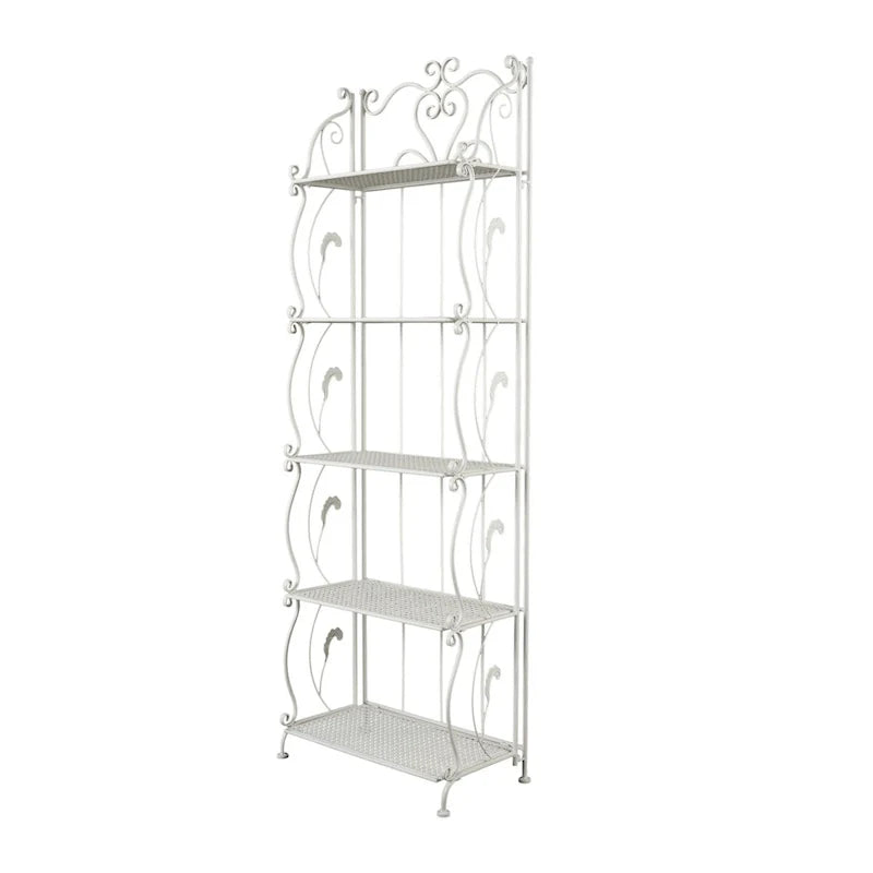 Étagère de Boulanger Pliable Haute à 5 Niveaux en Métal Décoratif pour Intérieur/Extérieur - Or ou Blanc - Roche River Decor