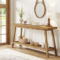 Table console de ferme de 70,9 pouces à 2 niveaux, étroite et longue, à placer derrière le canapé