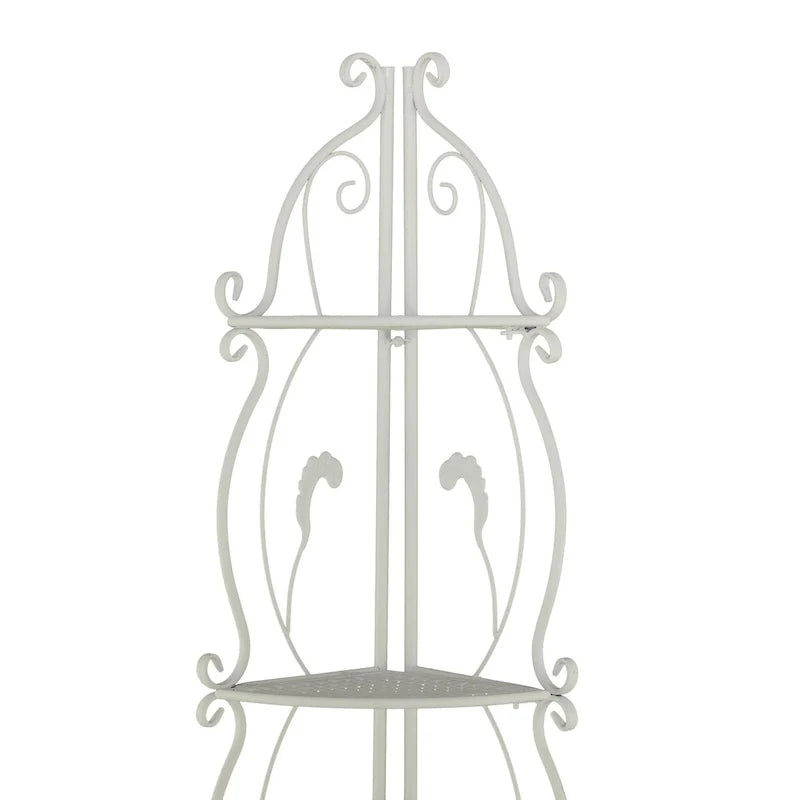 Étagère de Boulanger Pliable Haute à 5 Niveaux en Métal Décoratif pour Intérieur/Extérieur - Or ou Blanc - Roche River Decor