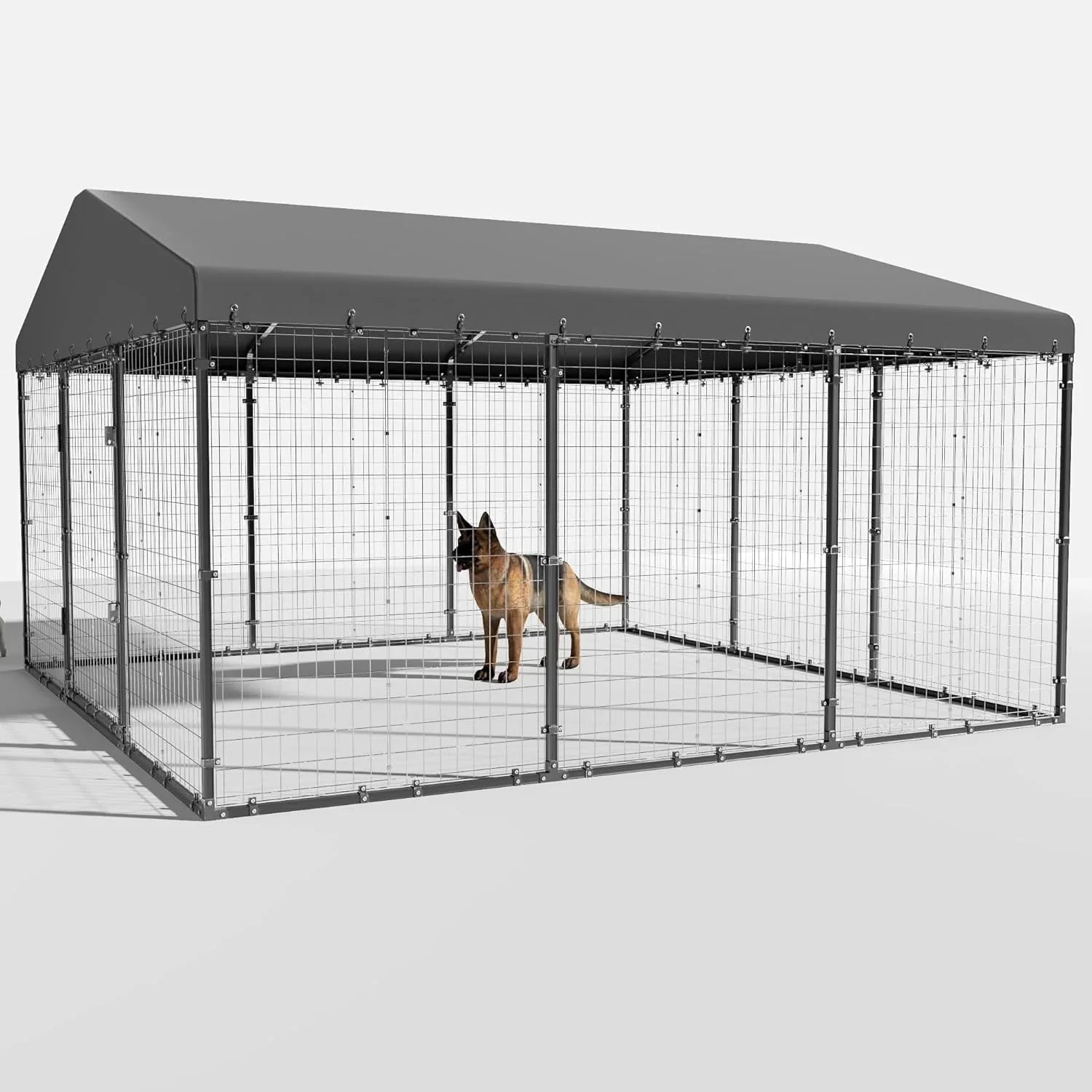 Grand chenil d'extérieur pour chien L 118 x P 118 x H 70, cage robuste pour chien avec toit imperméable