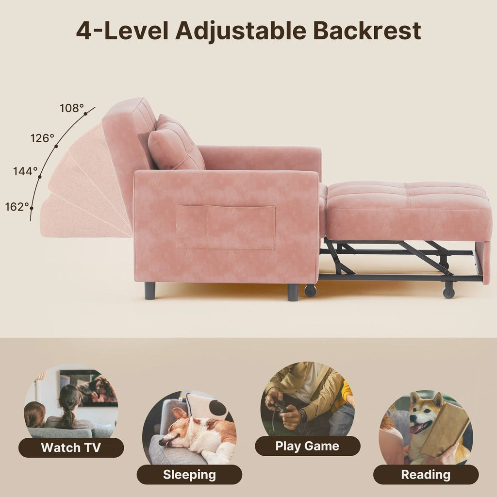 Canapé-lit réglable 3 en 1, fauteuil-canapé escamotable, lit pliant convertible pour salon