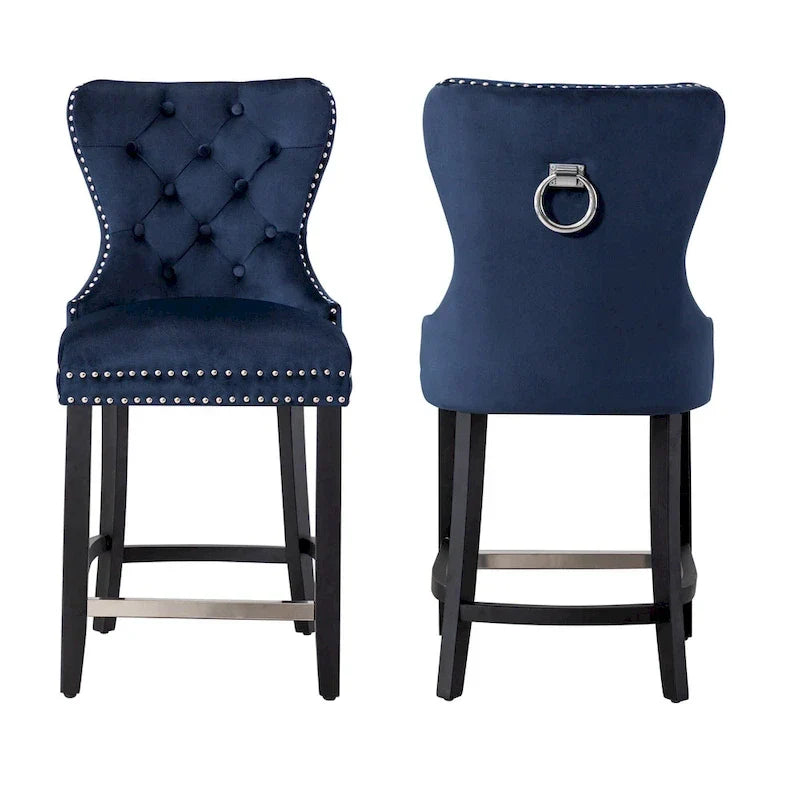 Tabouret de comptoir Carter 24 Wingback Tufted Nailhead (lot de 2)