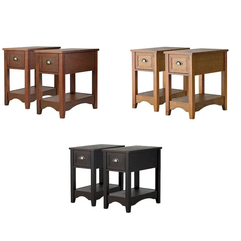 Ensemble de 2 tables d'appoint contemporaines compactes Gymax avec tiroir - 13 X 22 X 23 (L X l X H)
