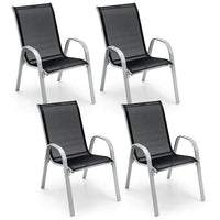 Lot de 4 chaises de salle à manger empilables avec accoudoirs pour patio - 73,7 x 54,6 x 90,2 cm (L x l x H)