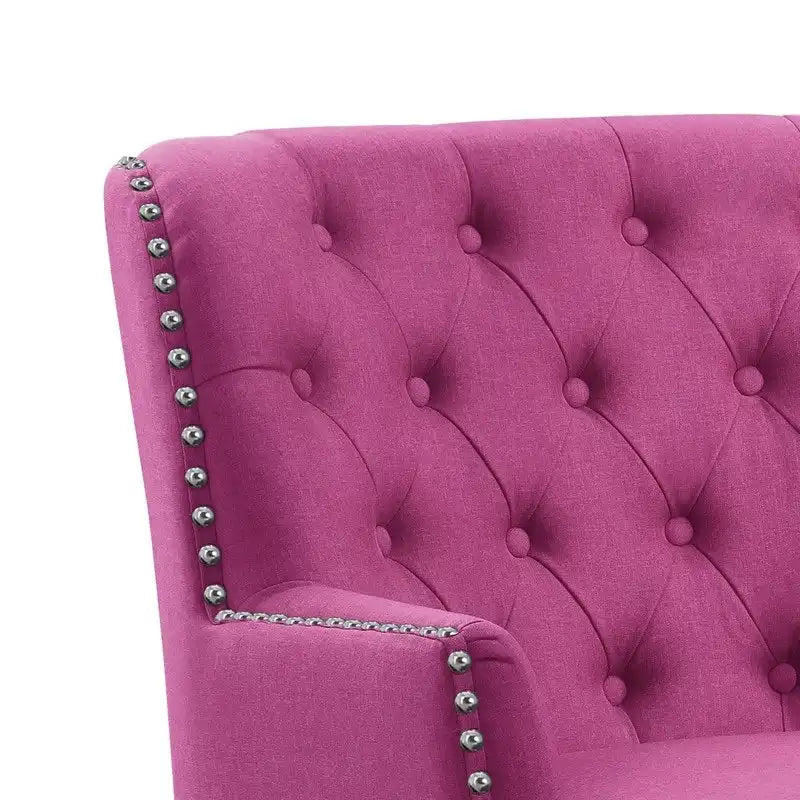 Moser Bay Mignon fauteuil d'appoint à oreilles capitonné en velours / lin 30 de large